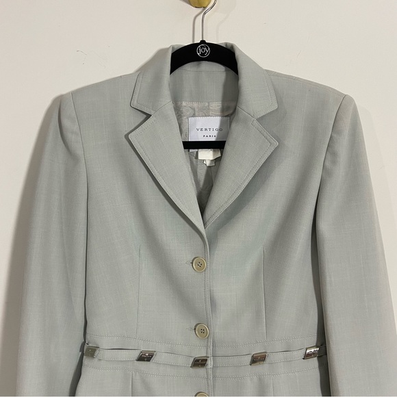 Vertigo Paris Gray Silver Embellished Blazer Jacket - Picture 2 of 7